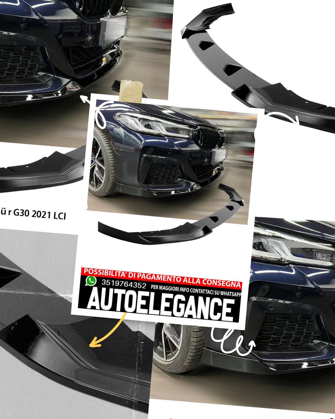 Front lip sport spoiler suitable for BMW 5 SERIES G30 2020 LCI black 