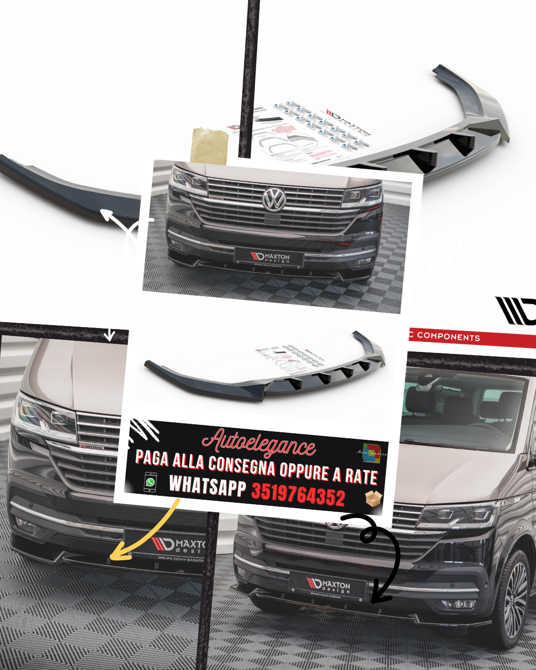 SPLITTER ANTERIORE V.1 adatto per VOLKSWAGEN T6 FACELIFT