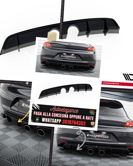 DIFFUSORE POSTERIORE V.2 ADATTO PER VOLKSWAGEN SCIROCCO MK3 (SCARICO R32)