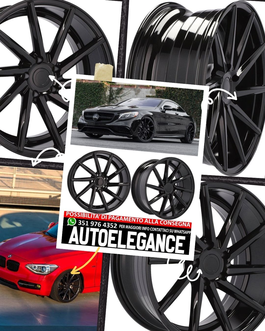 CERCHI CERCHIO IN LEGA 18" Adatto per ALFA ROMEO CITROEN DS FIAT FORD JAGUAR LANCIA LAND ROVER LINCOLN OPEL PEUGEOT RENAULT SMART TOYOTA VOLVO