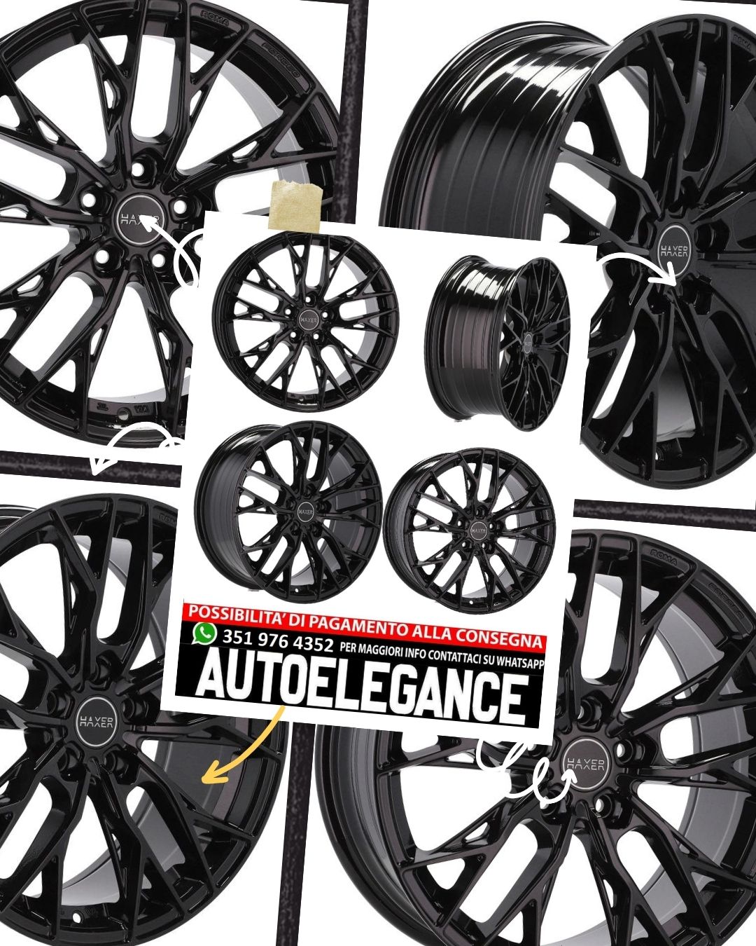CERCHI CERCHIO IN LEGA 18" Adatto per ALFA ROMEO CITROEN DS FIAT FORD JAGUAR LANCIA LAND ROVER LINCOLN OPEL PEUGEOT RENAULT SMART TOYOTA VOLVO