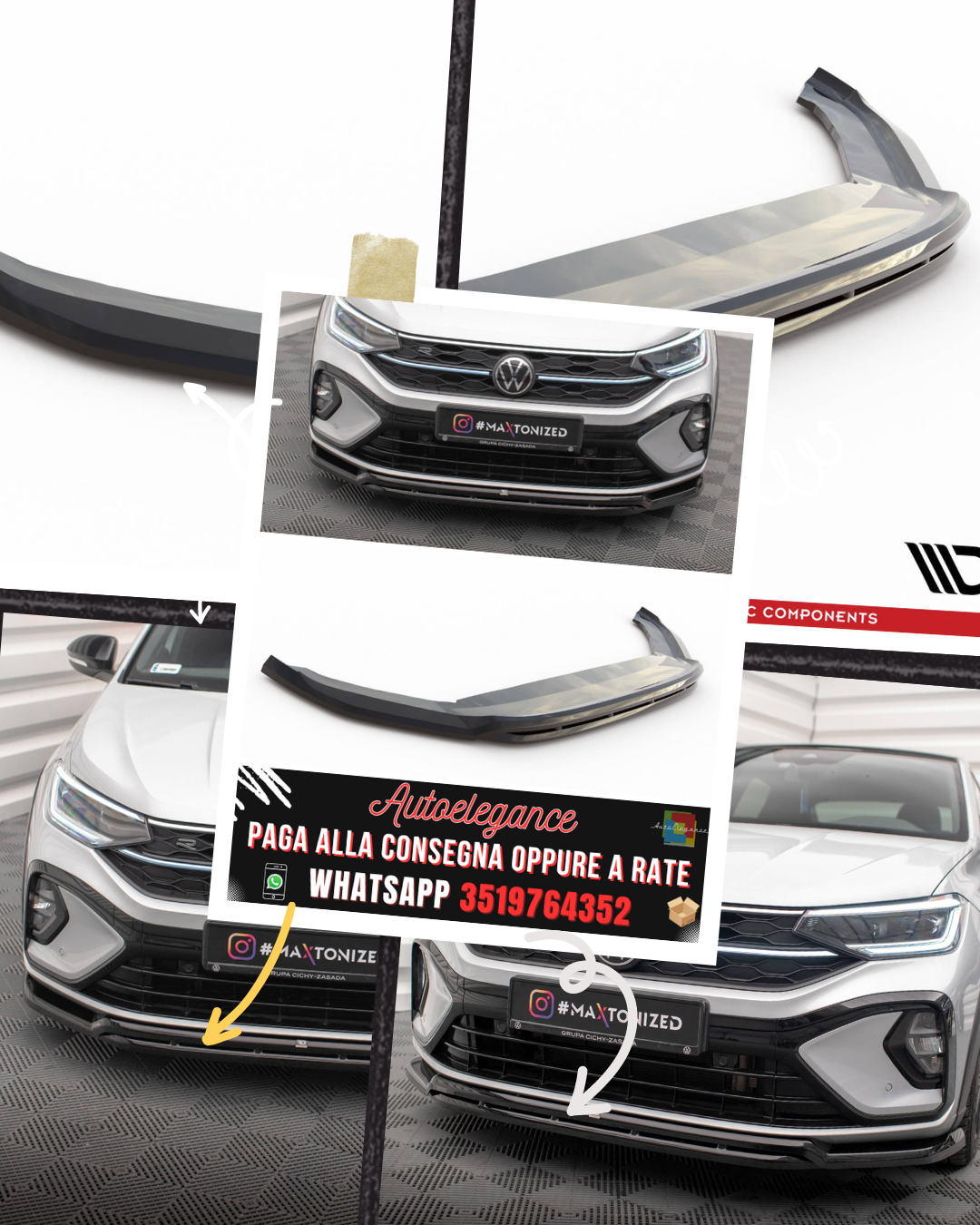 SPLITTER ANTERIORE adatto per VOLKSWAGEN TAIGO R-LINE MK1