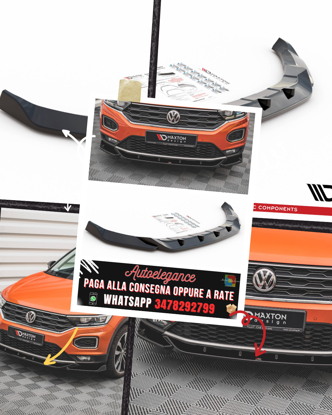 SPLITTER ANTERIORE V.1 adatto per VOLKSWAGEN T-ROC MK1