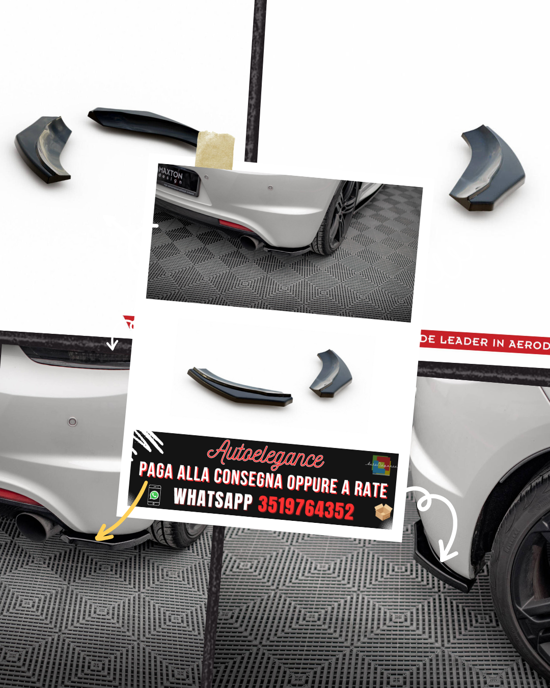 SPLITTER LATERALI POSTERIORI adatti per VW SCIROCCO R