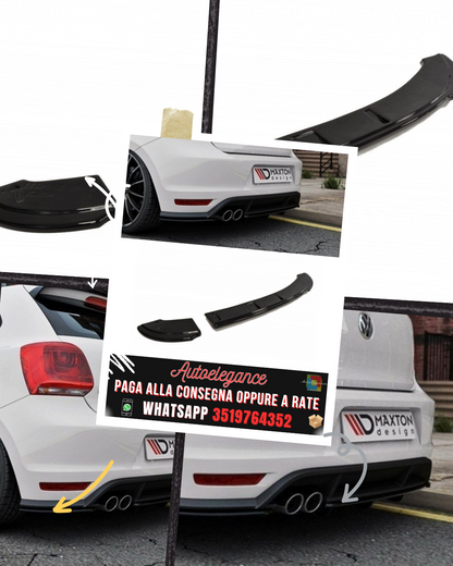 SPLITTER POSTERIORE ADATTO PER VW POLO MK5 GTI FACELIFT (CON BARRA VERTICALE)