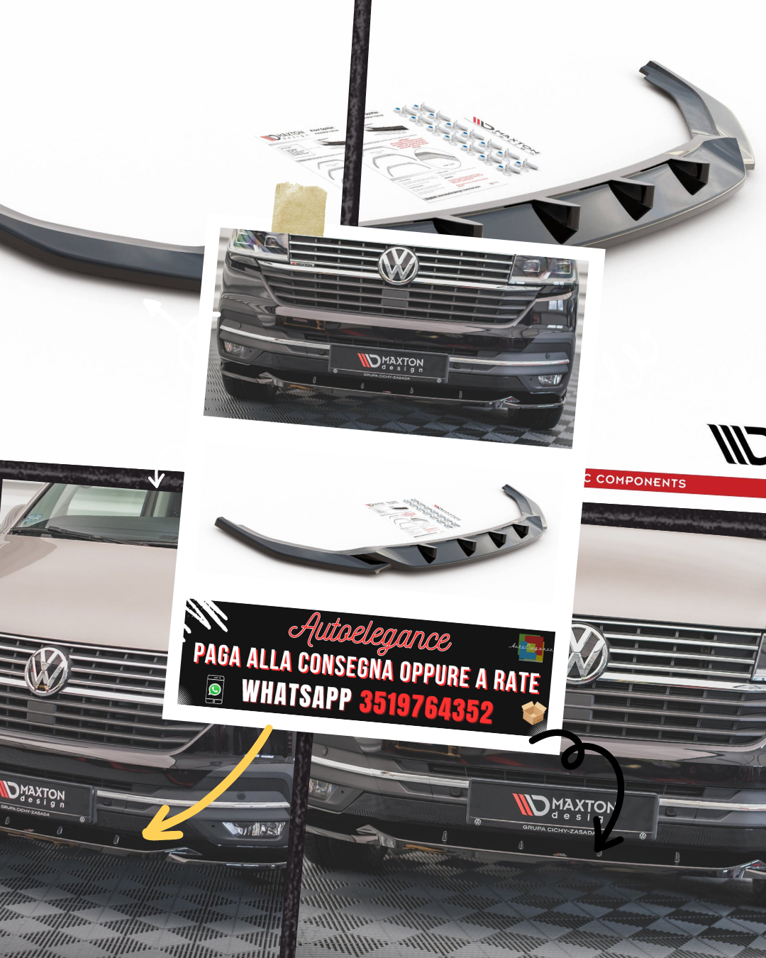 SPLITTER ANTERIORE V.2 adatto per VOLKSWAGEN T6 FACELIFT