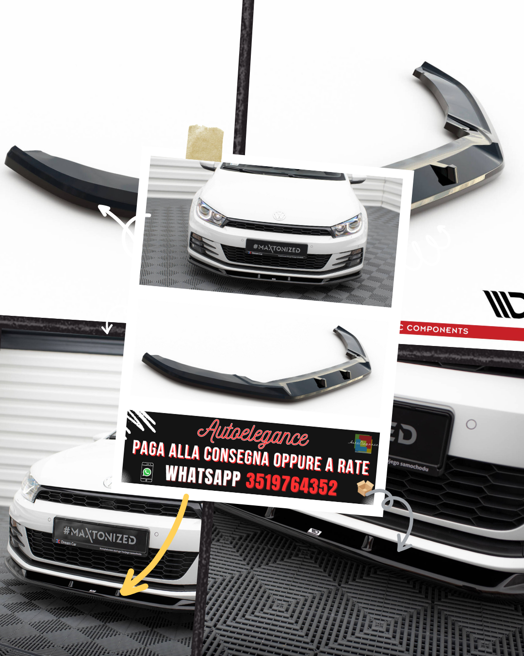 SPLITTER ANTERIORE V.1 adatto per VOLKSWAGEN SCIROCCO MK3 FACELIFT