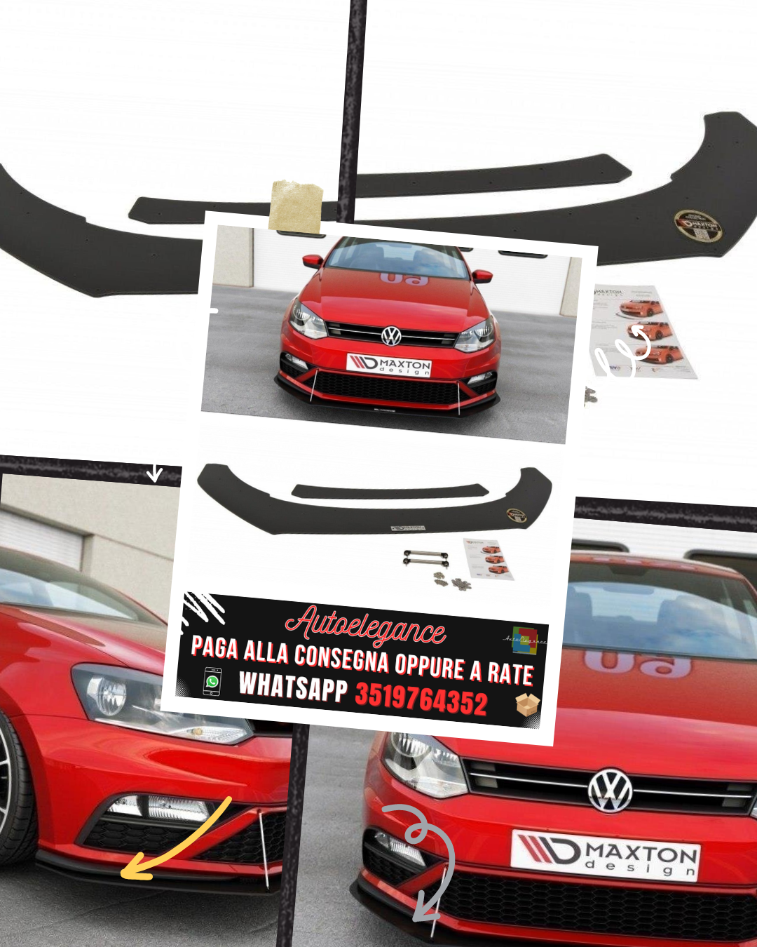 SPLITTER ANTERIORE RACING ADATTO PER VW POLO MK5 GTI FACELIFT