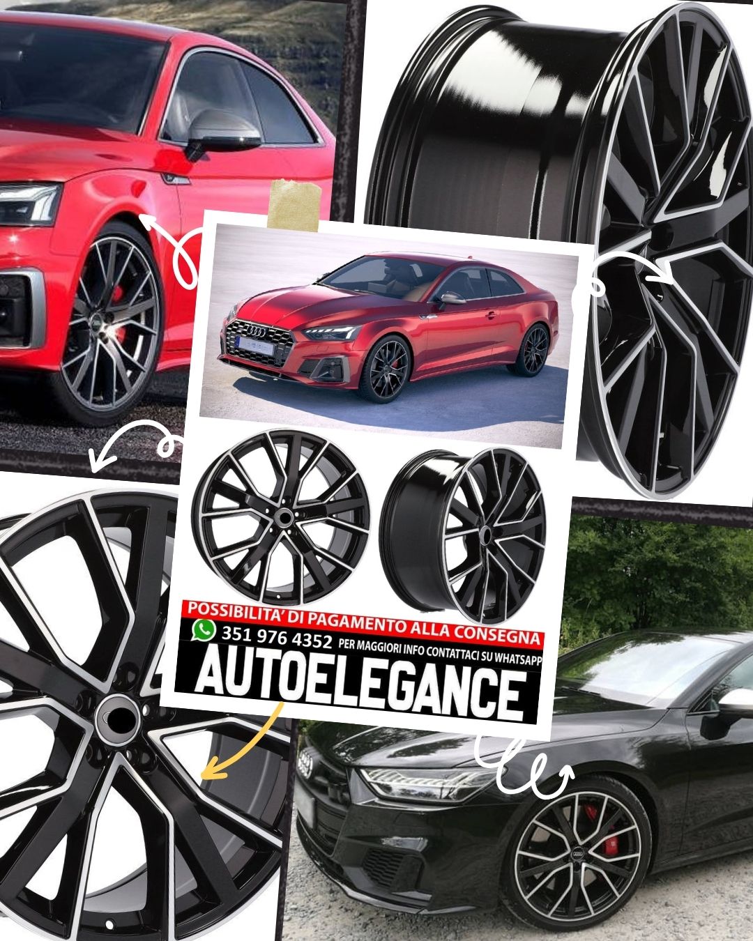 CERCHI CERCHIO IN LEGA 22"Adatto per AUDI BENTLEY