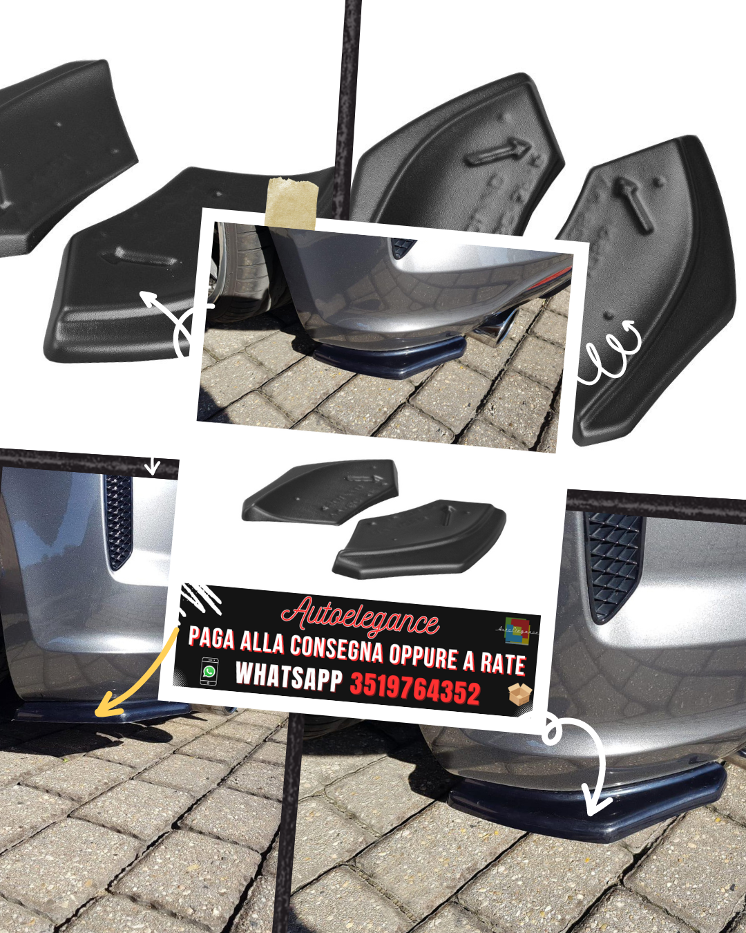 SPLITTER LATERALI POSTERIORI adatti per VOLKSWAGEN SCIROCCO MK.3 R FACELIFT