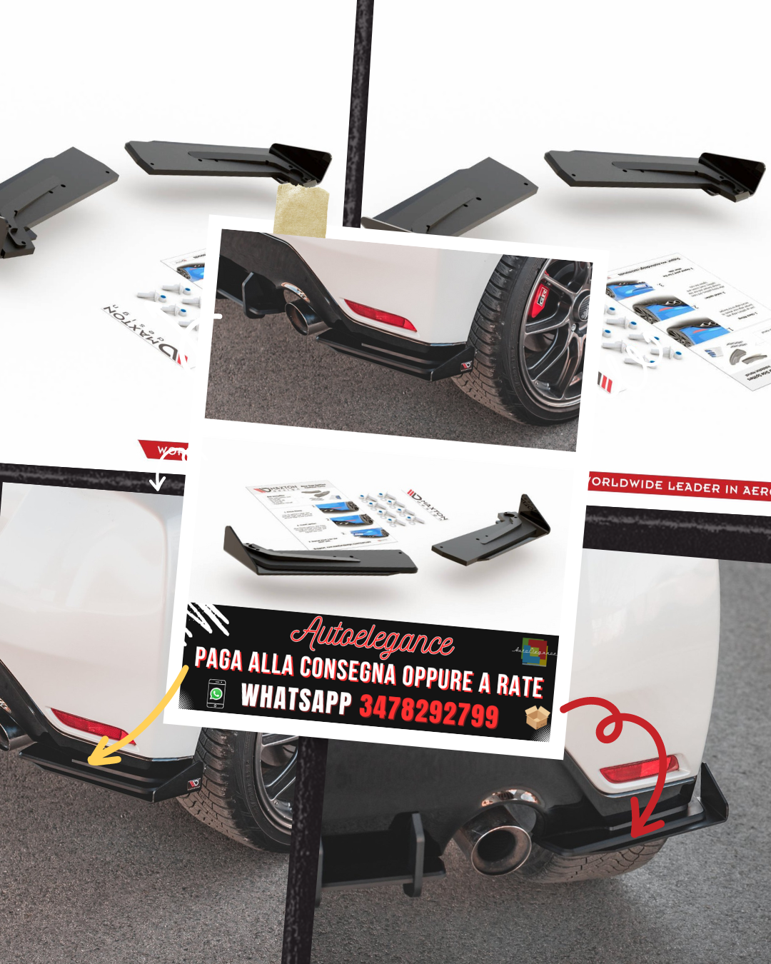 SPLITTER LATERALI POSTERIORI RACING DURABILITY adatti per TOYOTA GR YARIS MK4