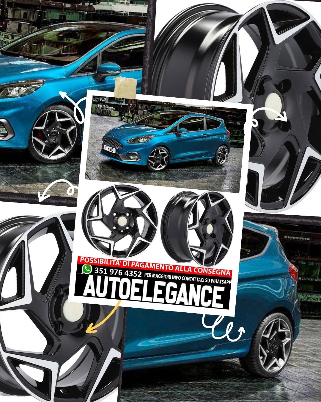 CERCHI CERCHIO IN LEGA 15"Adatto per AUDI FORD MAZDA