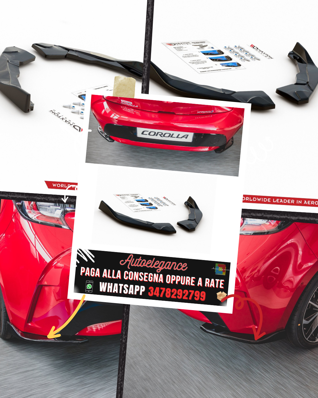 SPLITTER LATERALI POSTERIORI adatti per TOYOTA COROLLA XII HATCHBACK