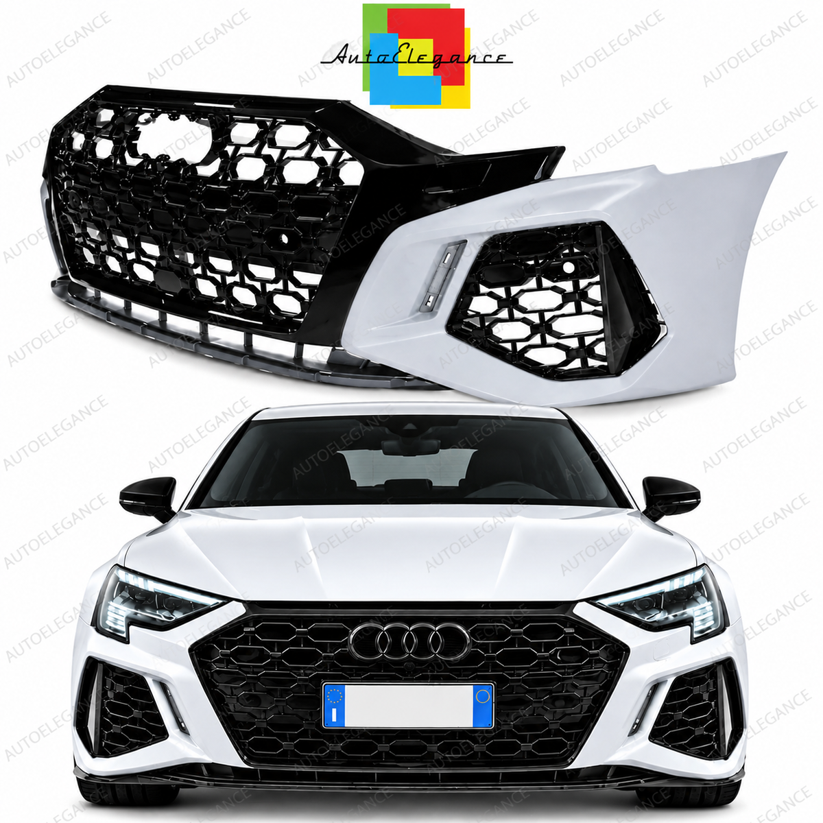 👉ART. 1485 PARAURTI ANTERIORE AUDI A3 8Y 2020-2026 LOOK RS3 SEDAN SPORTBACK👈