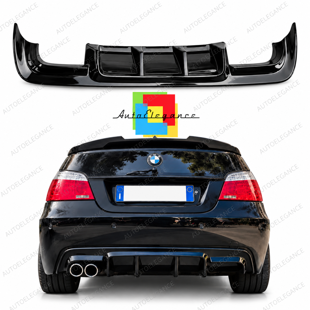 👉DIFFUSORE M5 LOOK ADATTO PER BMW SERIE 5 E60 E61 03-07 NERO LUCIDO 0147👈
