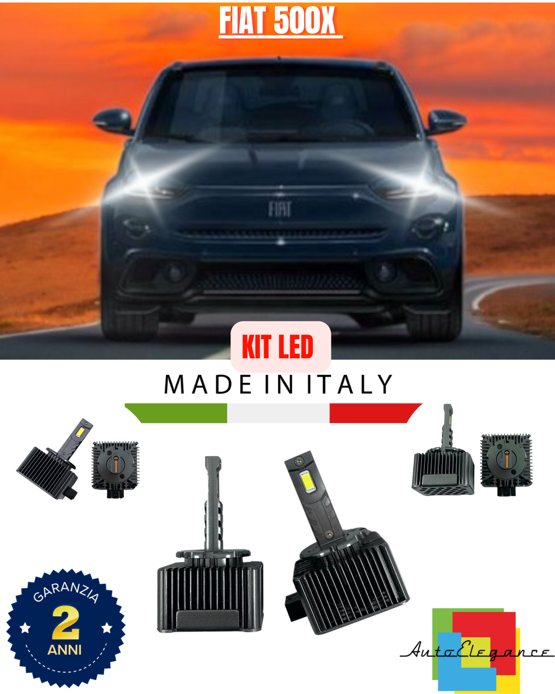 ❤️ LAMPADE ANABBAGLIANTI D5S KIT LED 6000K ADATTO PER FIAT 500X ❤️