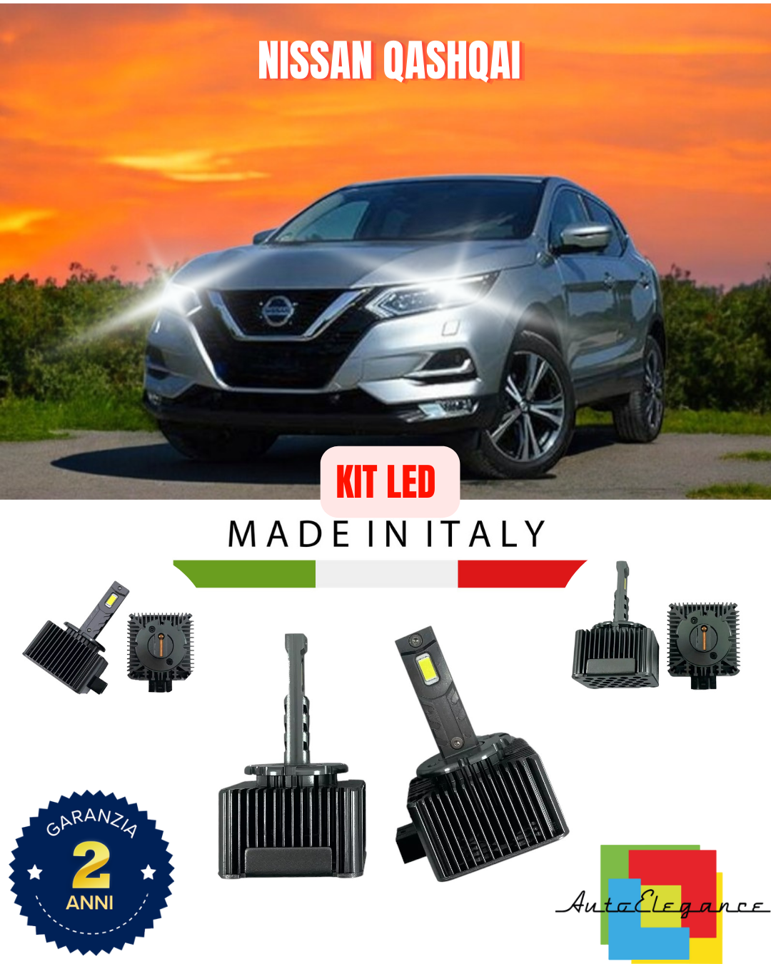 ❤️ LAMPADE ANABBAGLIANTI D1S KIT LED 6000K ADATTO PER  NISSAN QASHQAI❤️