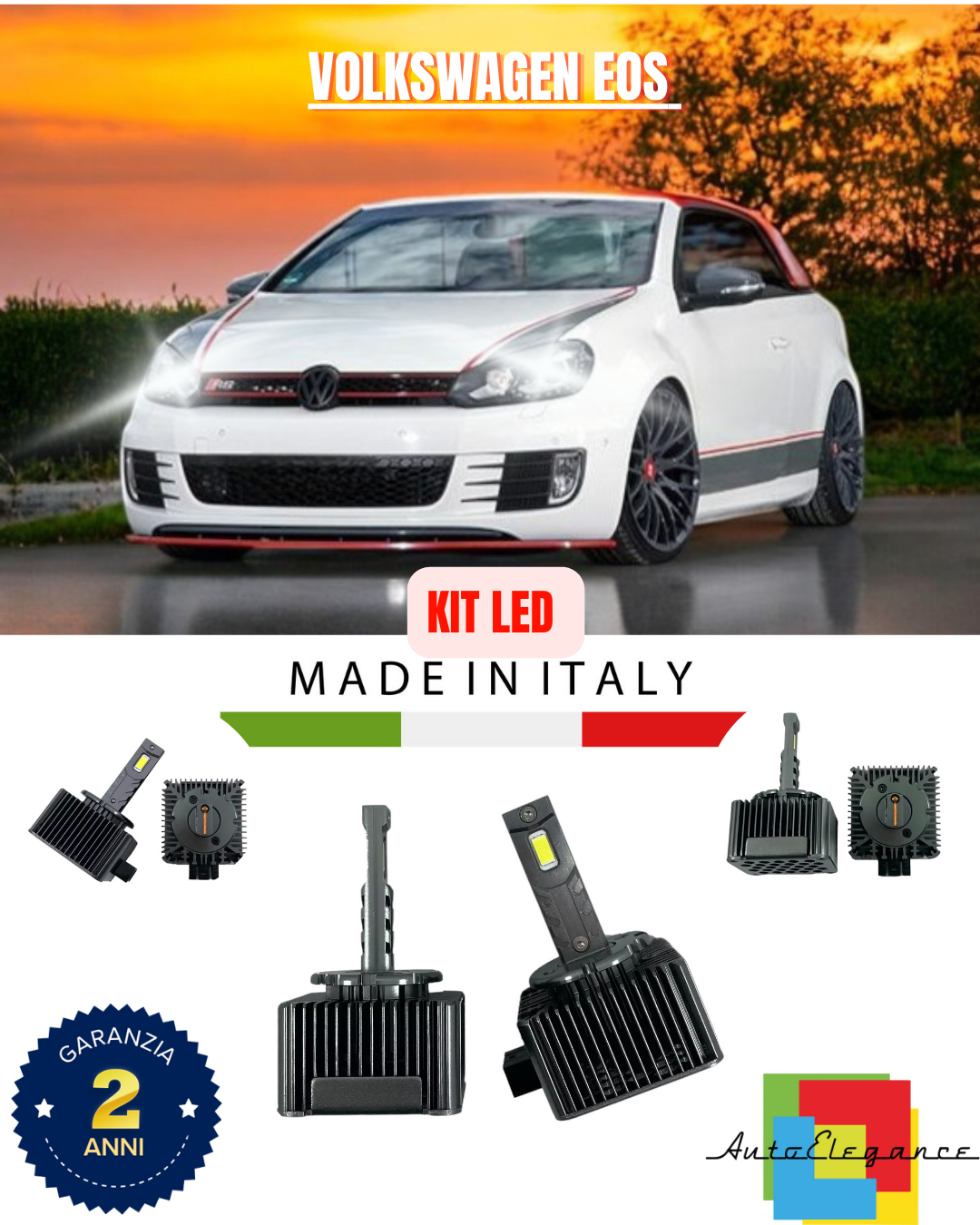 ❤️ LAMPADE ANABBAGLIANTI D3S KIT LED 6000K ADATTO PER VOLKSWAGEN EOS ❤️
