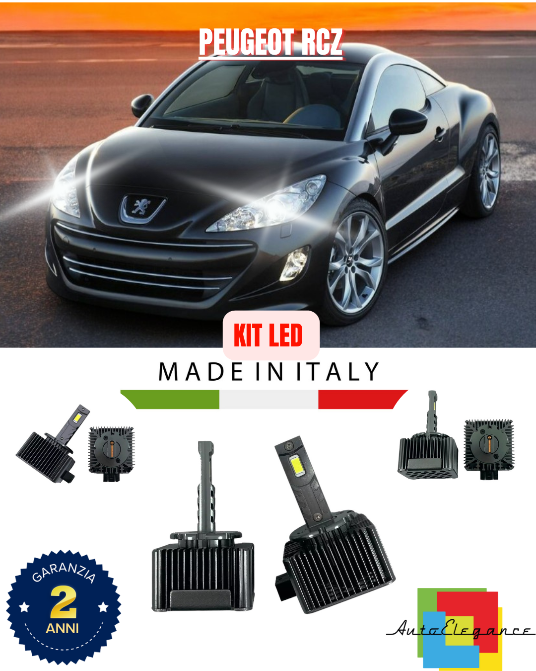❤️ LAMPADE ANABBAGLIANTI D1S KIT LED 6000K ADATTO PER PEUGEOT RCZ ❤️