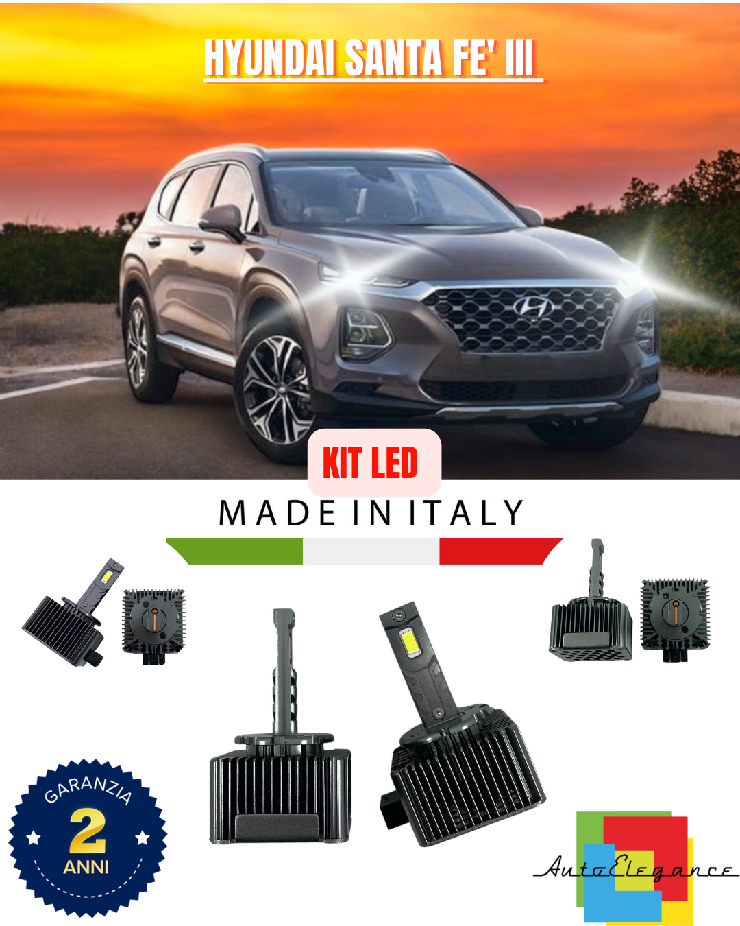 ❤️ LAMPADE ANABBAGLIANTI D3S KIT LED 6000K ADATTO PER   HYUNDAI SANTA FE  III ❤️
