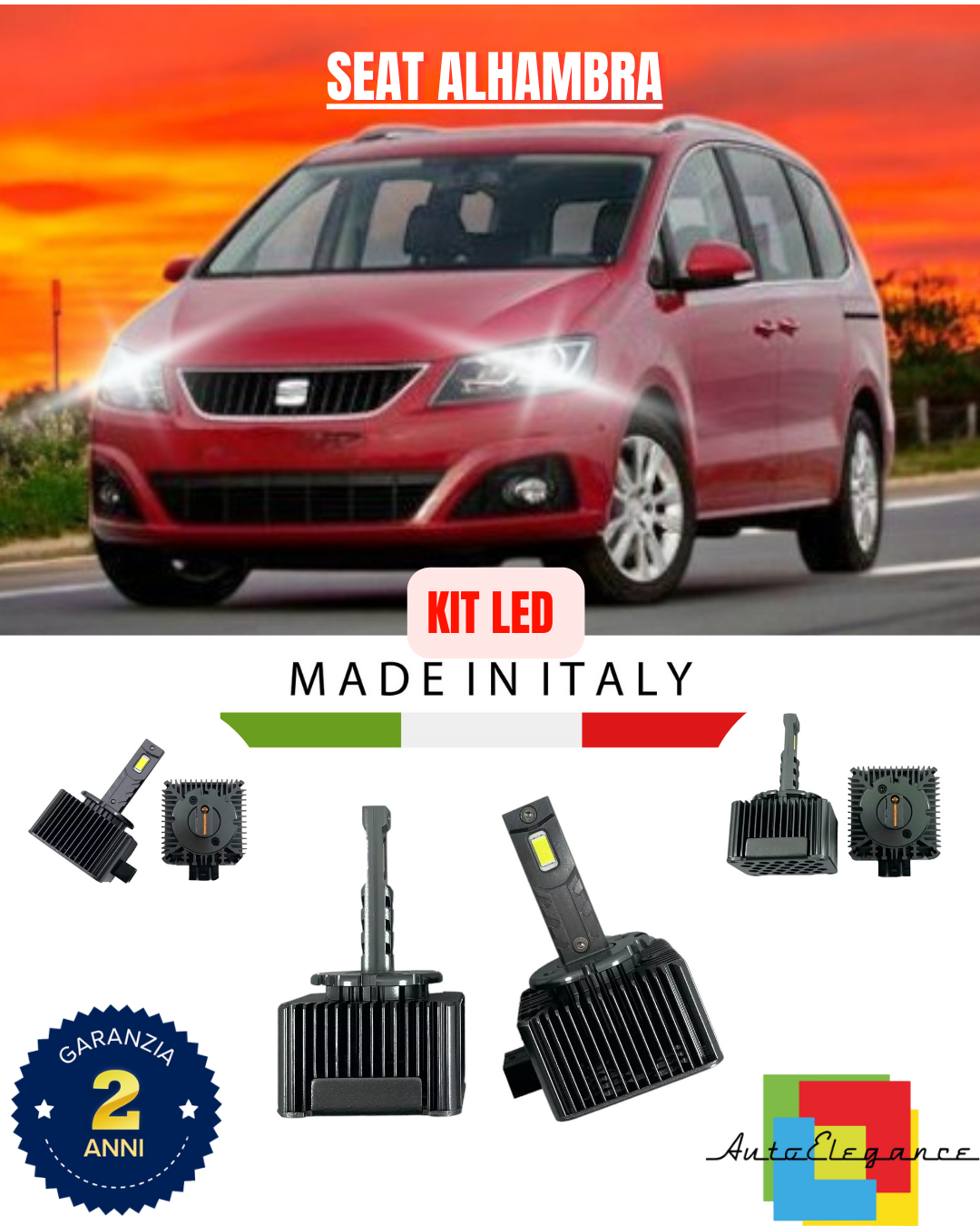 ❤️ LAMPADE ANABBAGLIANTI D3S KIT LED 6000K ADATTO PER SEAT ALHAMBRA❤️