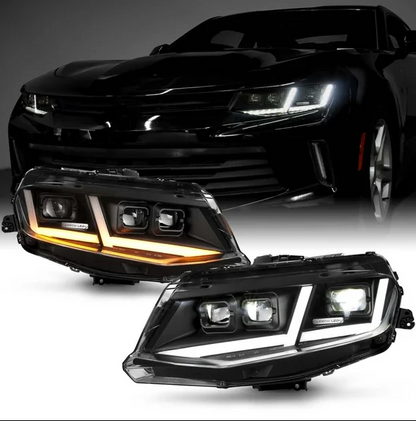 ART.5531 FARI ANTERIORI ADATTO PER CHEVROLET CAMARO 16-18 FULL LED CROMATO