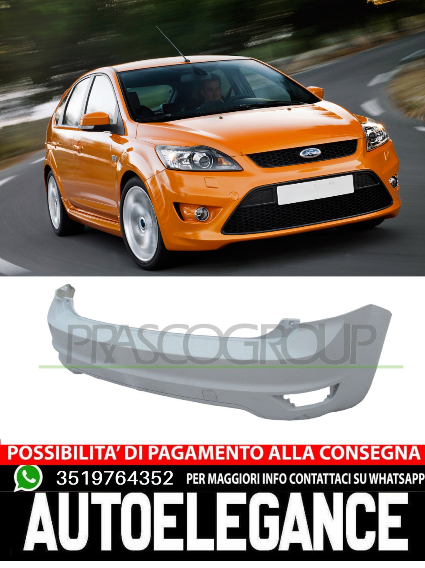 PARAURTI POSTERIORE CON PRIMER FORD FOCUS ANNO 2007 VERNICIATO TINTE 1500402