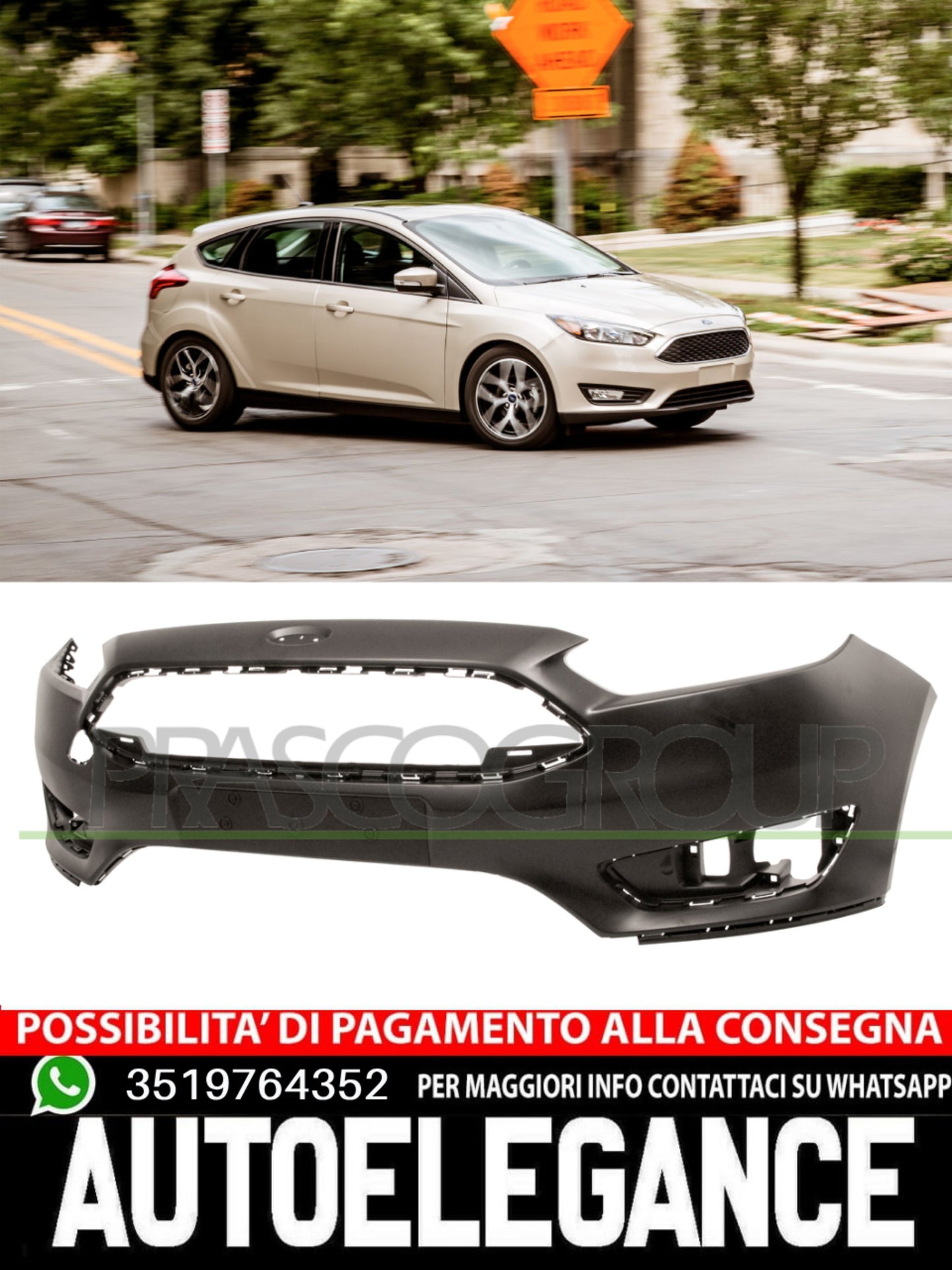 Paraurti Prasco Anteriore CON PRIMER TRACCE PDC Per Ford Focus 2016512