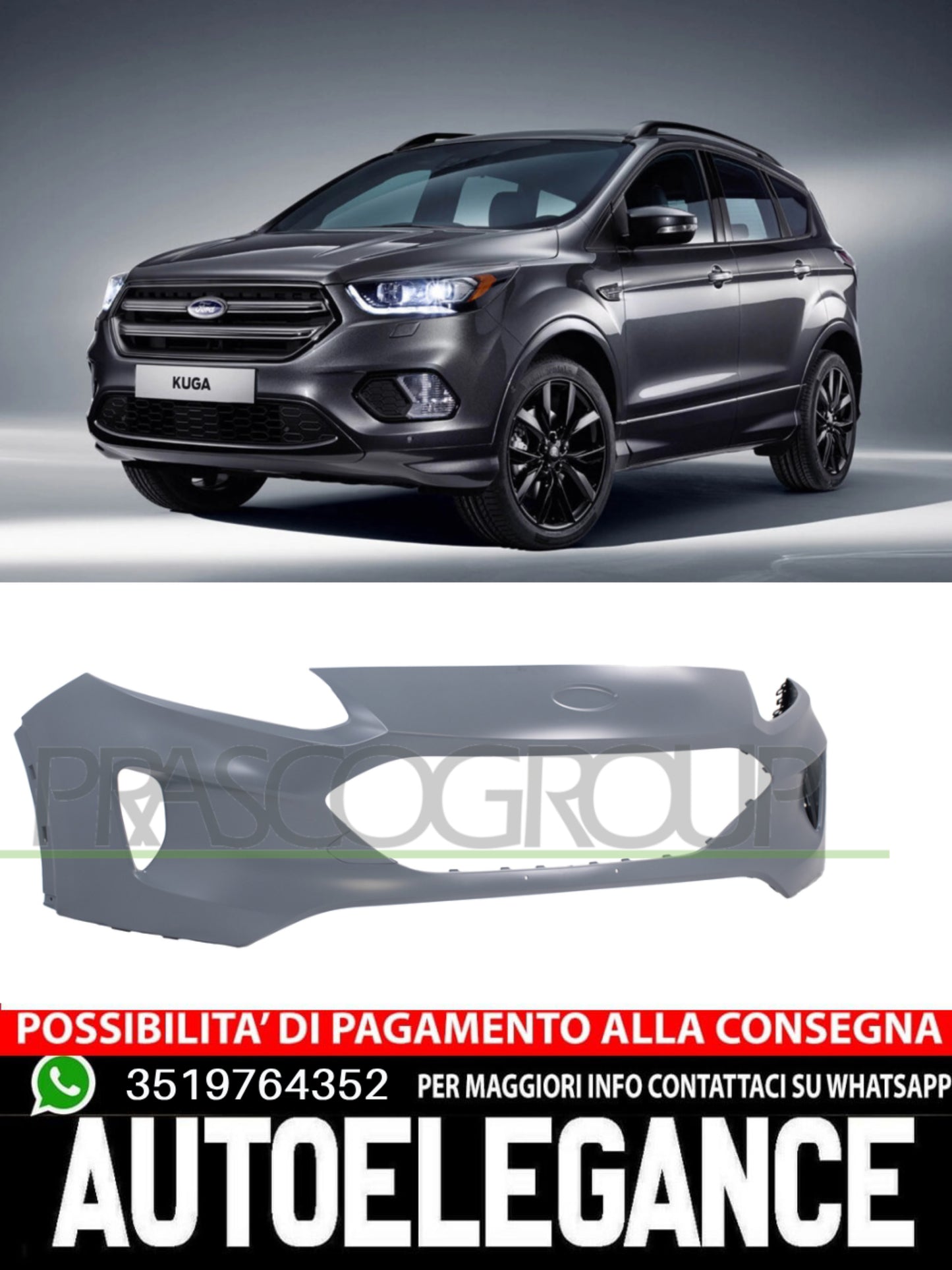 Paraurti Prasco Anteriore CON PRIMER-CON TRACCE PDC per FORD KUGA 2456426