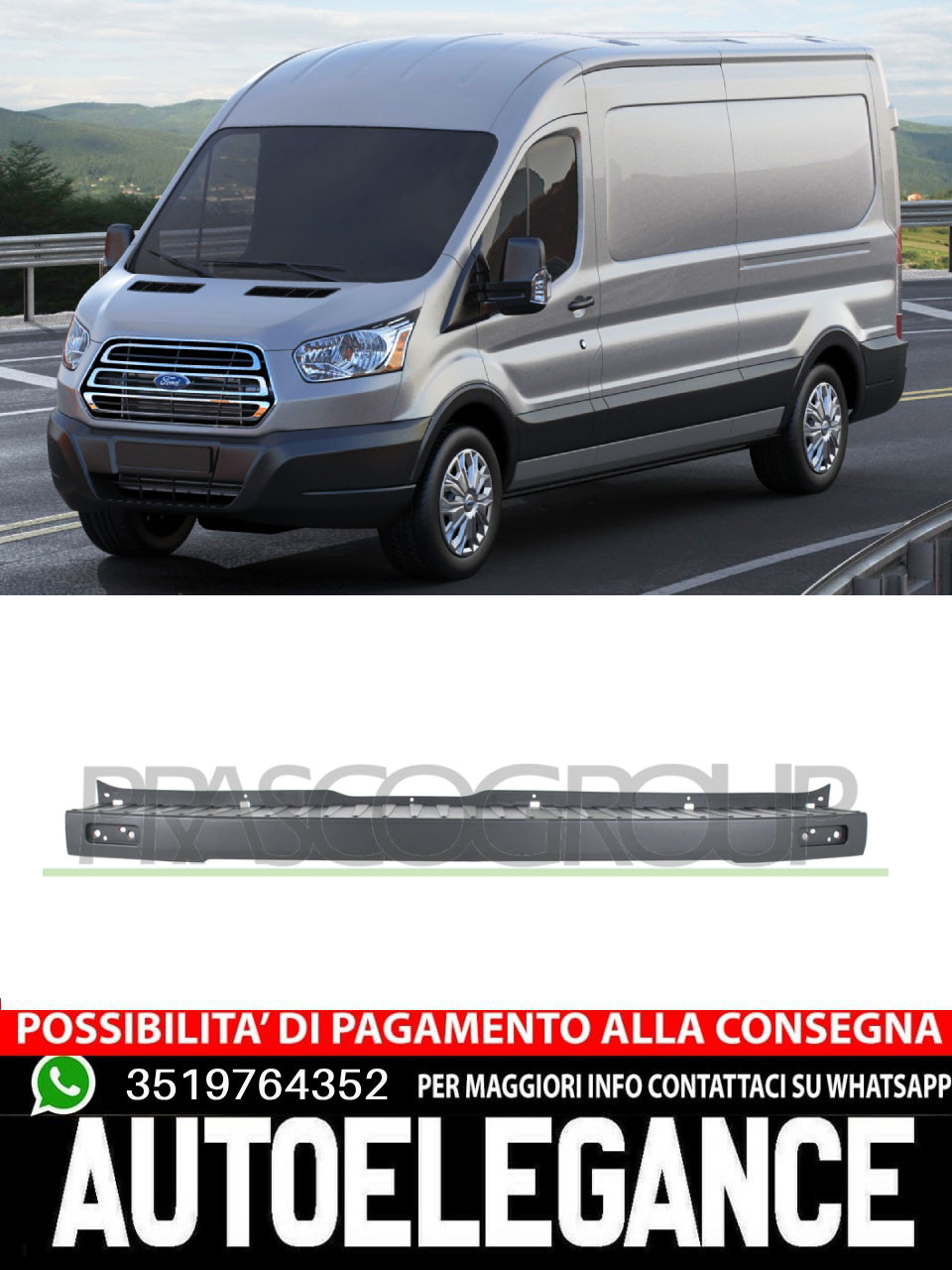 Paraurti Prasco Posteriore CENTRALE NERO GOFFRATO per FORD TRANSIT  2366746