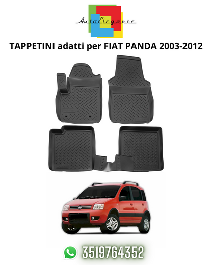 TAPPETI TAPPETINI AUTO IN GOMMA ADATTI PER FIAT PANDA 2003-2012