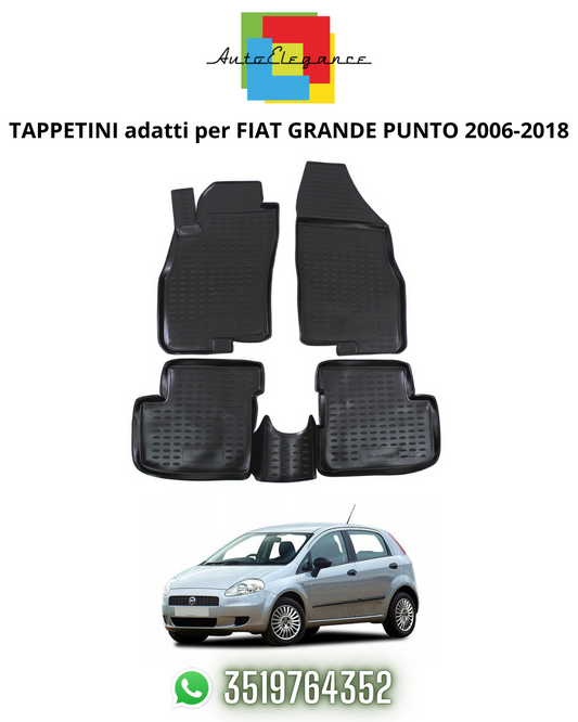 TAPPETI , TAPPETINI AUTO IN GOMMA ADATTI PER FIAT GRANDE PUNTO 2006-2018