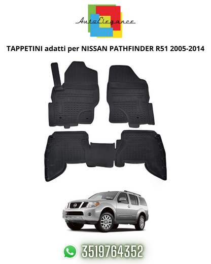 TAPPETI , TAPPETINI AUTO IN GOMMA ADATTI PER NISSAN PATHFINDER R51 2005-2014