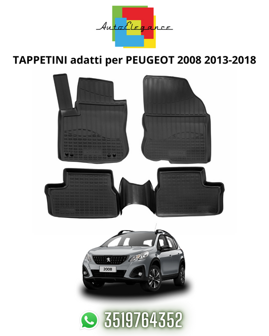 TAPPETI , TAPPETINI AUTO IN GOMMA ADATTI PER PEUGEOT 2008 2013-2018
