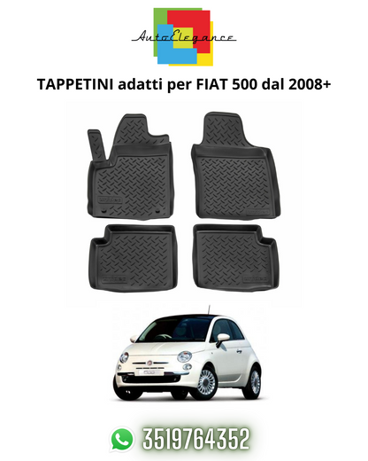 TAPPETI TAPPETINI AUTO IN GOMMA ADATTI PER FIAT 500 dal 2008