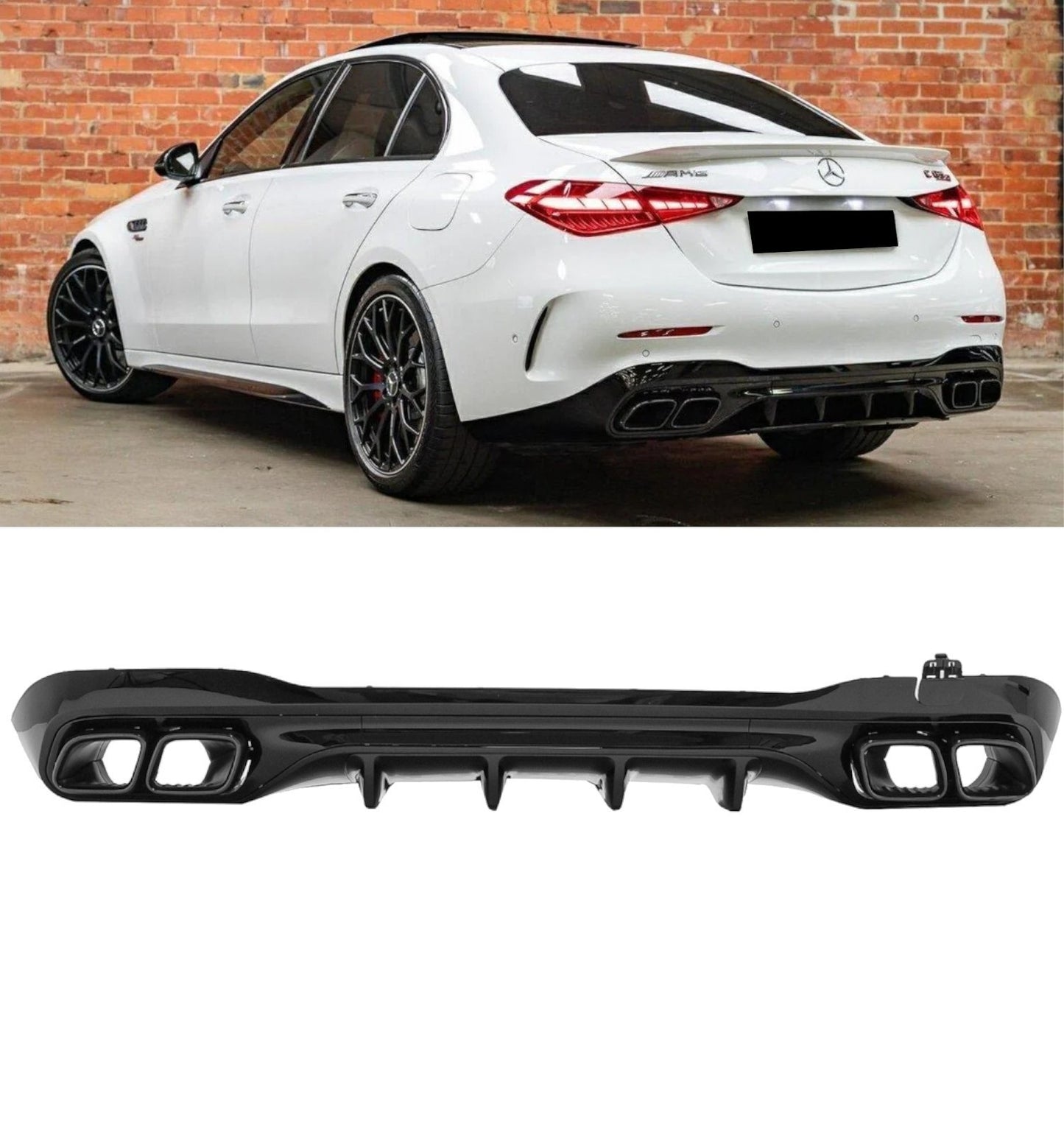 💕DIFFUSORI MERCEDES CLASSE C W206 AMG 2021+ NERO  LUCIDO  💕
