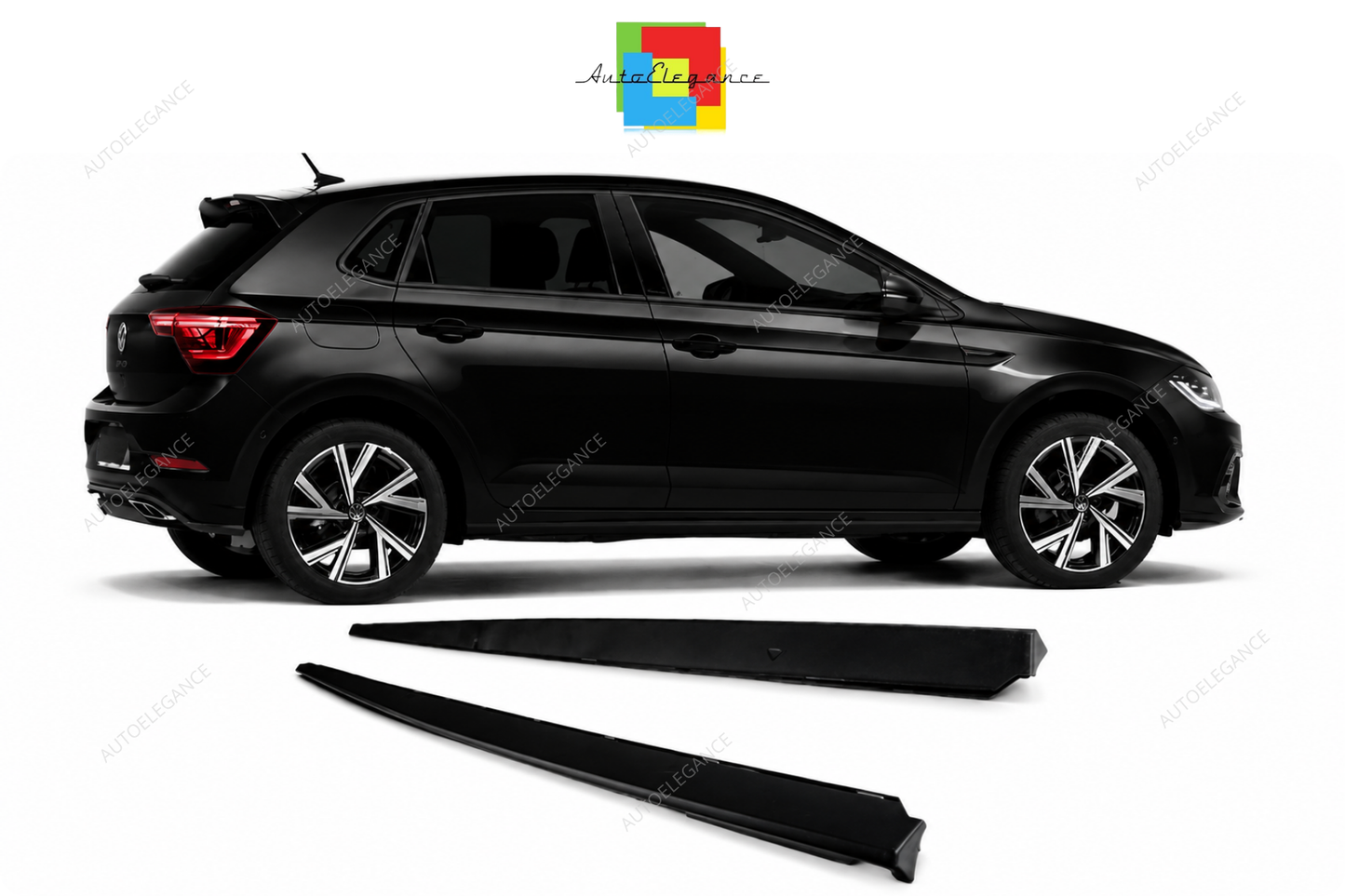 💕 ESTENSIONI MINIGONNE VOLKSWAGEN VW POLO 17- LOOK GTI NERO LUCIDO💕