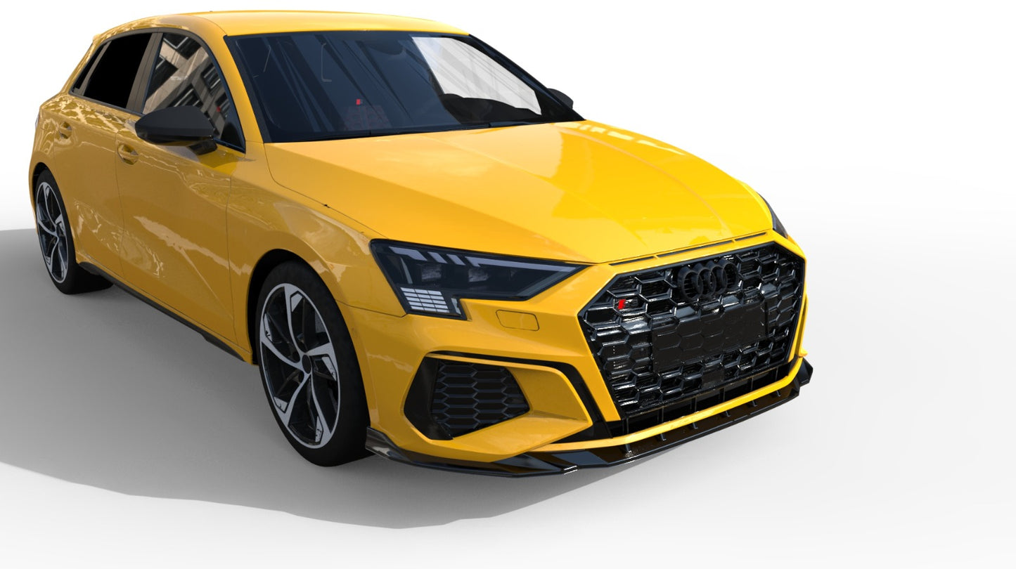 💕 Splitter Anteriore Adatto per Audi A3 S-Line S3 8Y Sedan Nero Lucido 💕