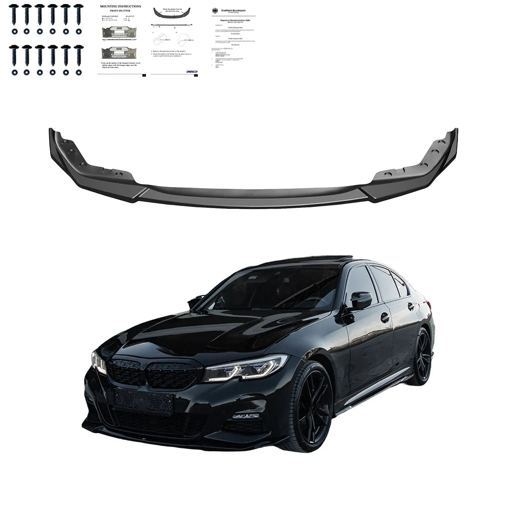 💕ART. 0562 SPLITTER BMW SERIE 3 G20 G21 MSPORT 2018-2022 NERO LUCIDO💕