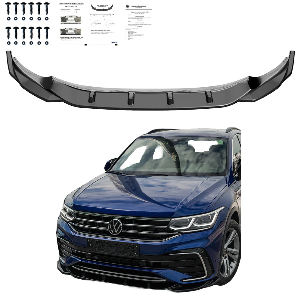⭐Splitter adatto per VW Tiguan Mk2 FL 2020+ - Bumper Splitter Front nero lucido⭐
