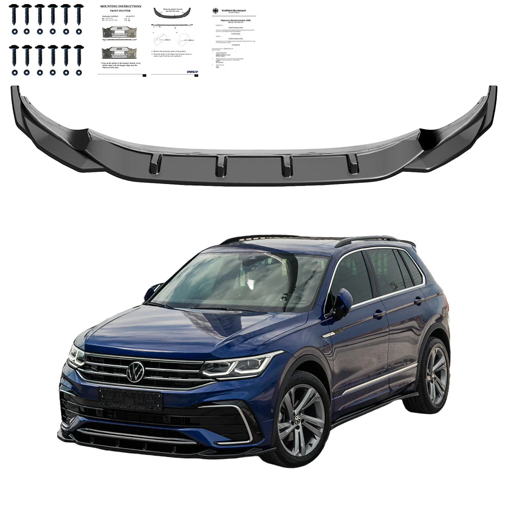 ⭐Splitter adatto per VW Tiguan Mk2 FL 2020+ - Bumper Splitter Front nero lucido⭐