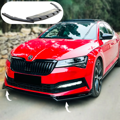 Splitter anteriore nero lucido adatto per SKODA Octavia RS MK4 2020+