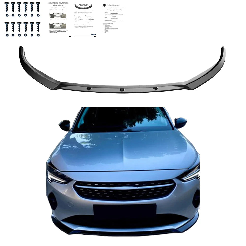 💕ART. 1428 SPLITTER OPEL CORSA F 2019+ STANDARD NERO LUCIDO 💕