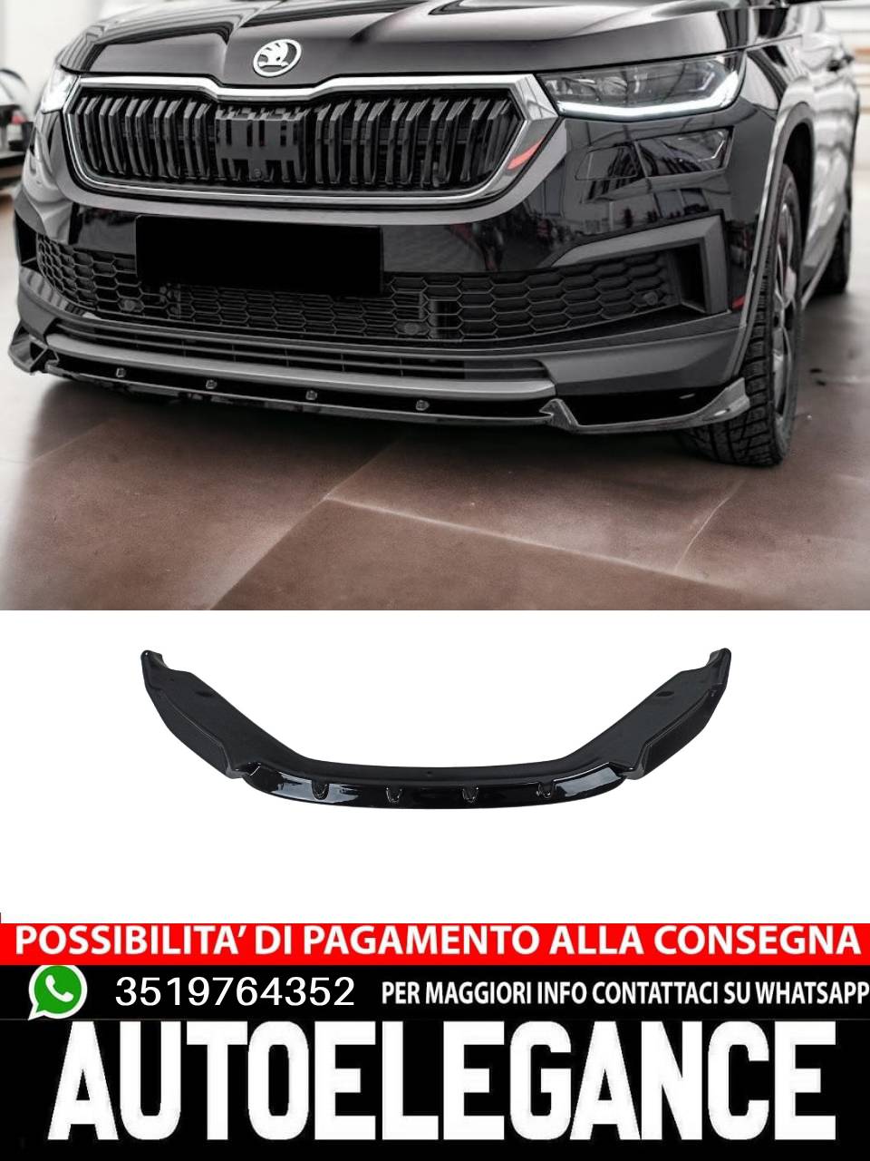 Splitter frontale adatto per SKODA Kodiaq Mk1 Facelift 2021+ Front Splitter