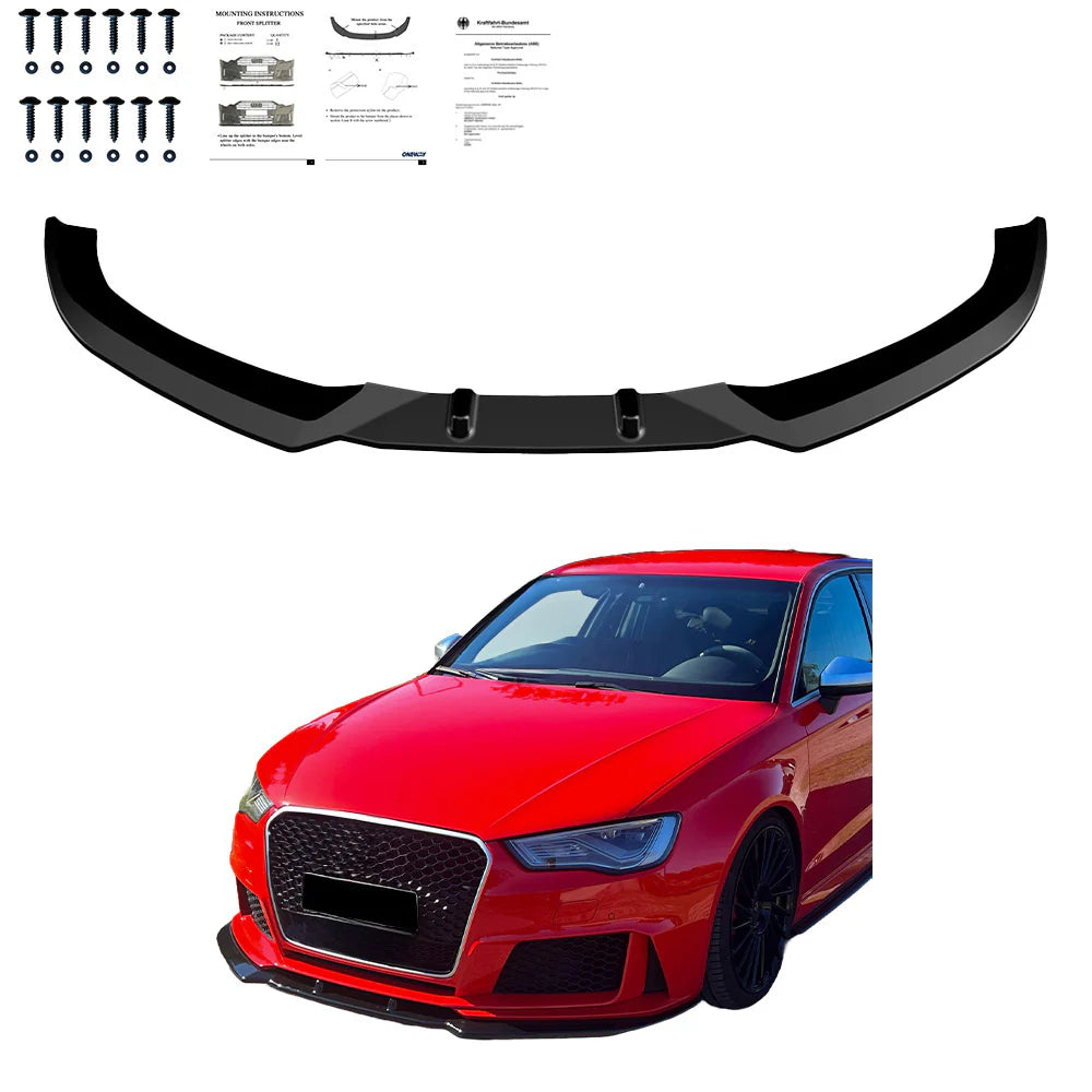 💕ART.1619  SPLITTER AUDI A3 8V 2012-2016 RS3 LOOK  NERO LUCIDO💕