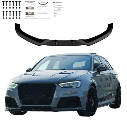 💕ART.1619  SPLITTER AUDI A3 8V 2012-2016 RS3 LOOK  NERO LUCIDO💕