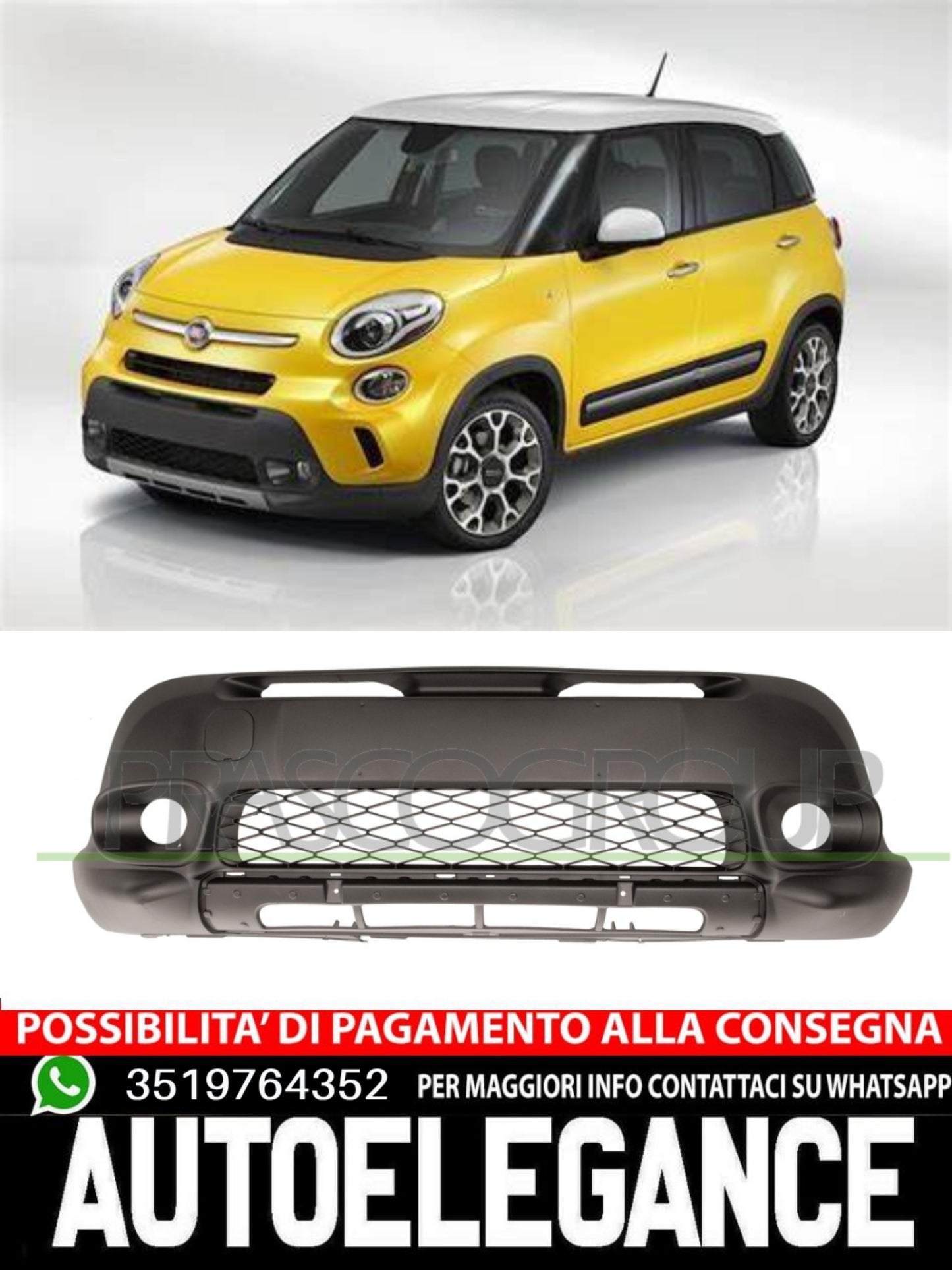 Prasco Front Bumper WITH PRIMER For Fiat 500L #Rd 71777156