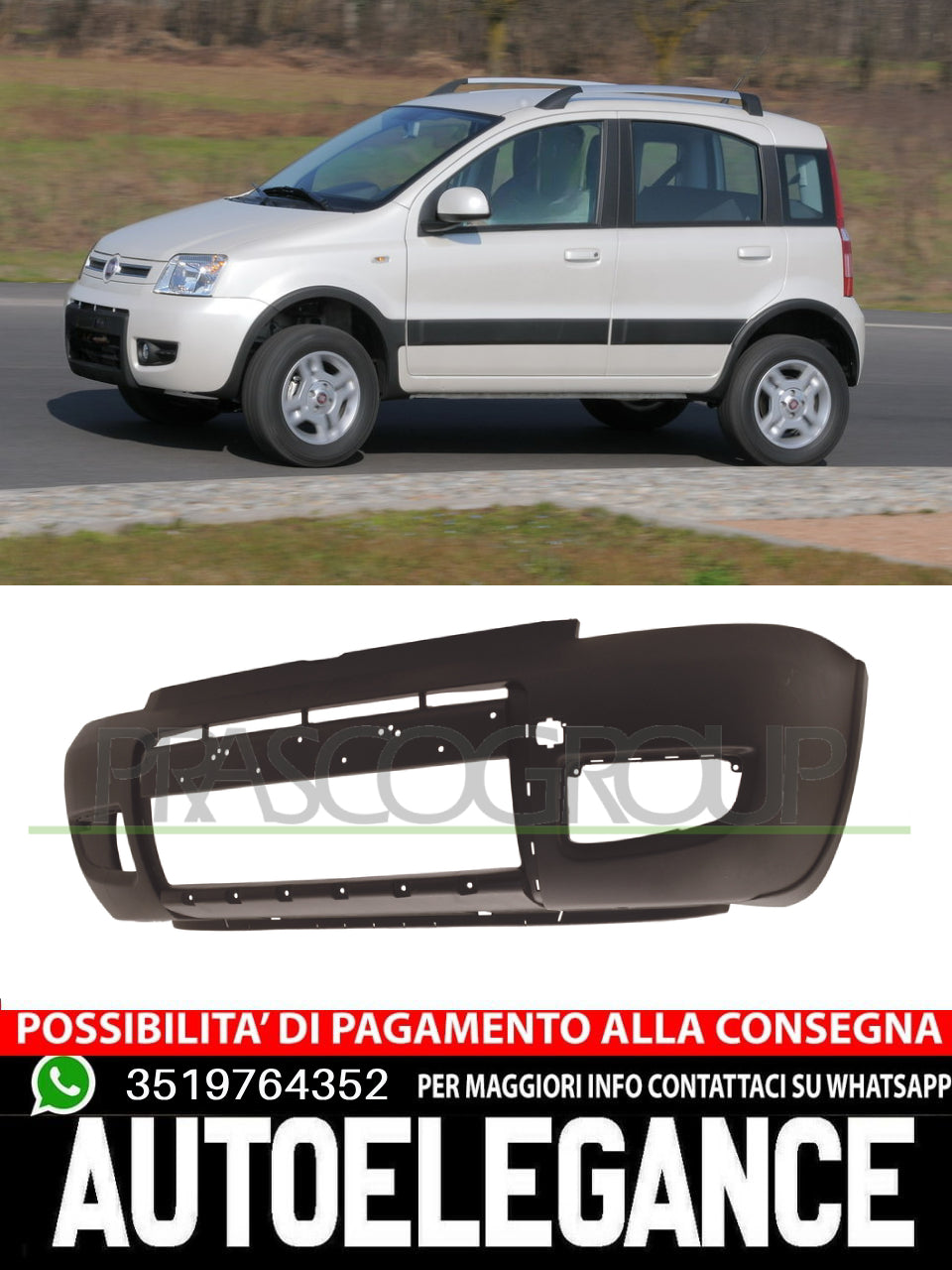 Paraurti anteriori con PRIMER e parafanghini dx/sx mod.4x4 per Fiat Panda 03-11