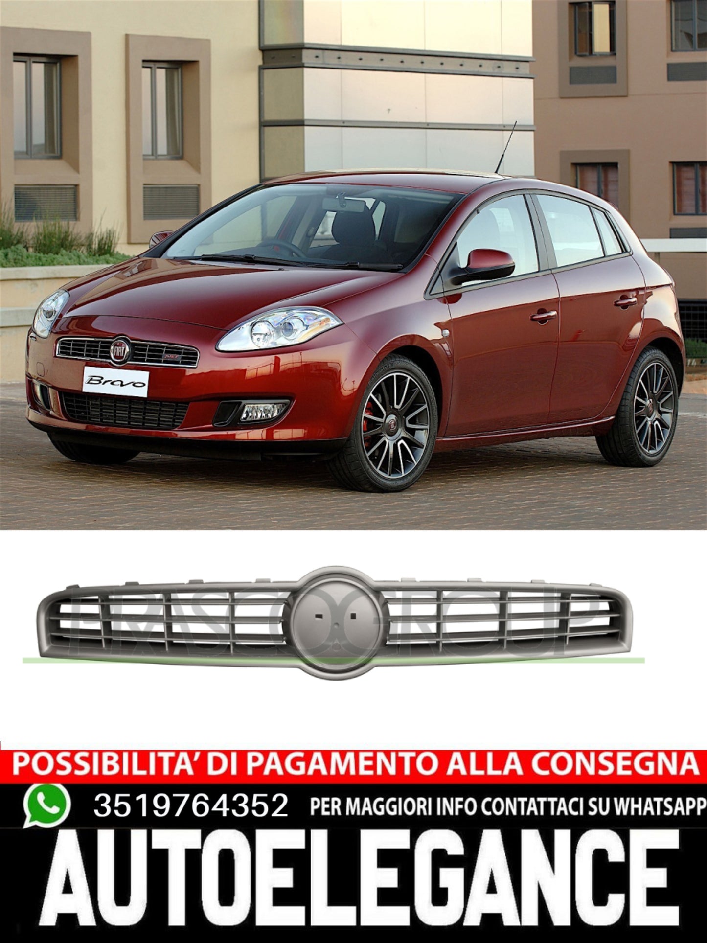Griglia Radiatore Anteriore Prasco VERNICIATA ARGENTO Per Fiat Bravo  735518896