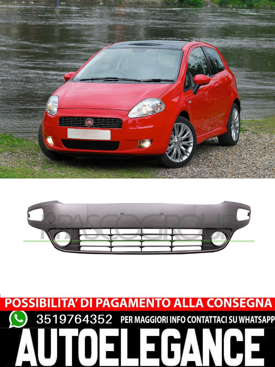Griglia Di Ventilazione Paraurti METAL CON SEDE FENDI Prasco Premium per Fiat